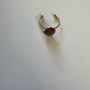 Handcrafted adjustable gold strawberry shell ring